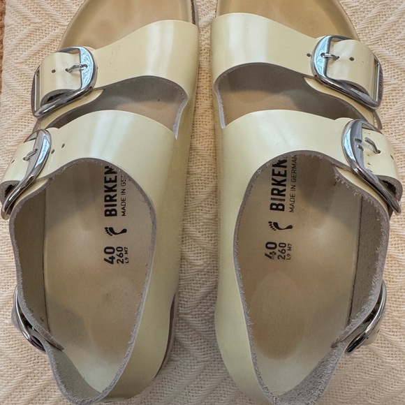 Birkenstock Milano Big Buckle Cream Sandals with Silver Size 40 - Picture 11 of 12